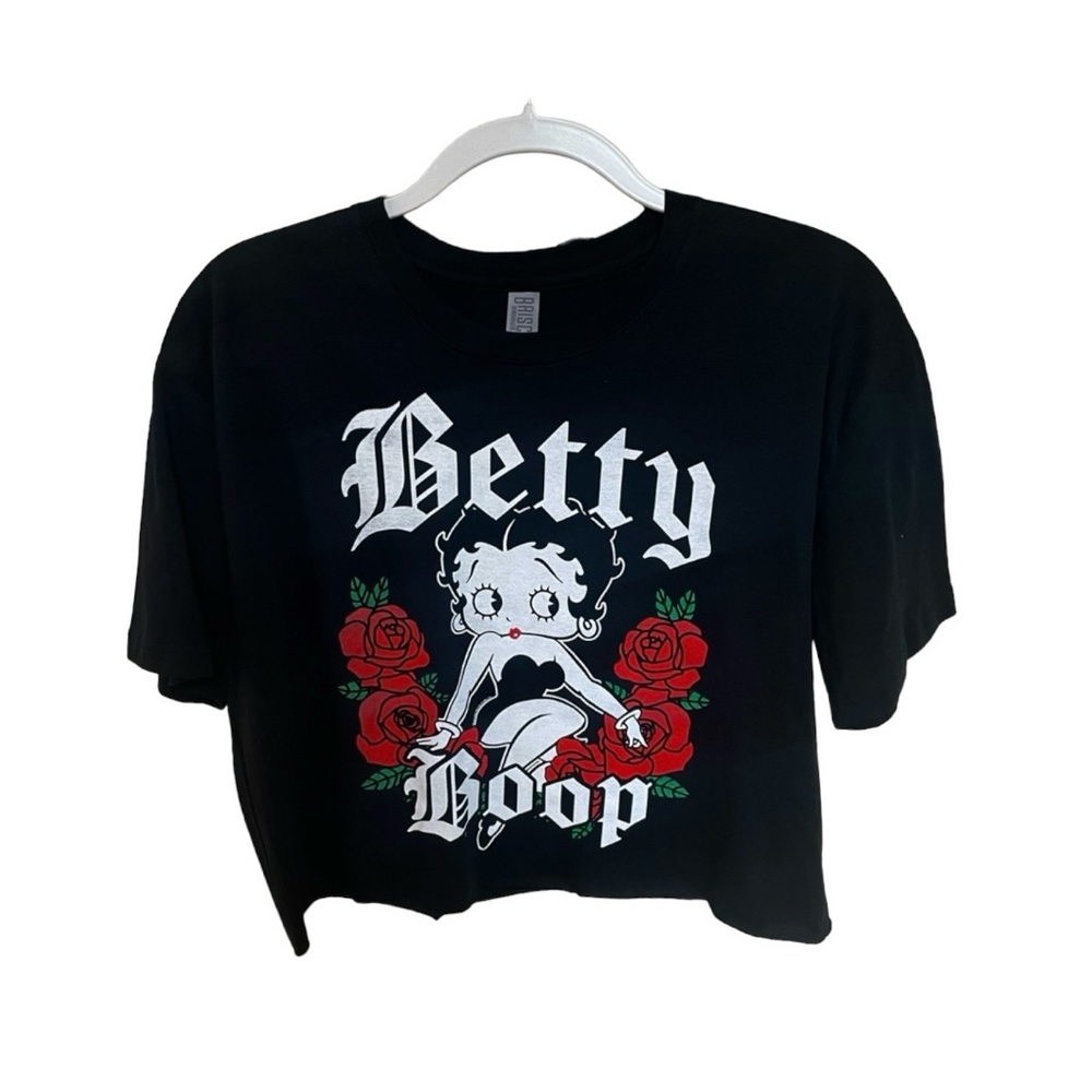 NWOT BRISCO BRANDS Retro Betty Boop Black Graphic Crop Top. Size 2XL in Juniors.